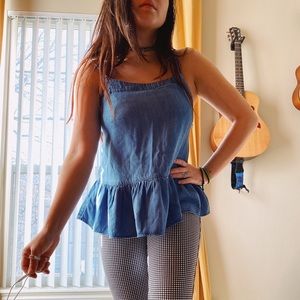 Denim peplum tank